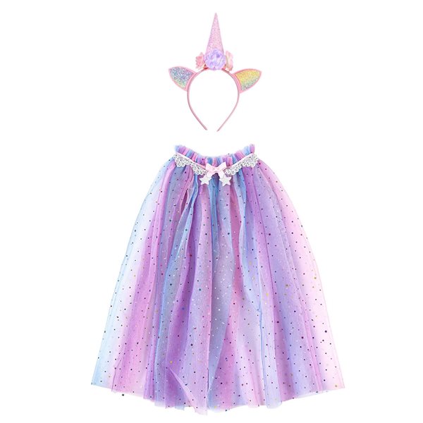 Cape et bandeau licorne arc-en-ciel