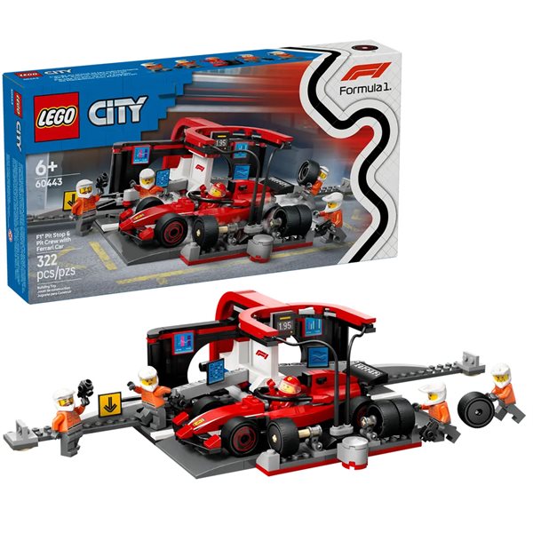 Lego city - L’arrêt au stand et les mécaniciens de F1® avec la voiture Ferrari