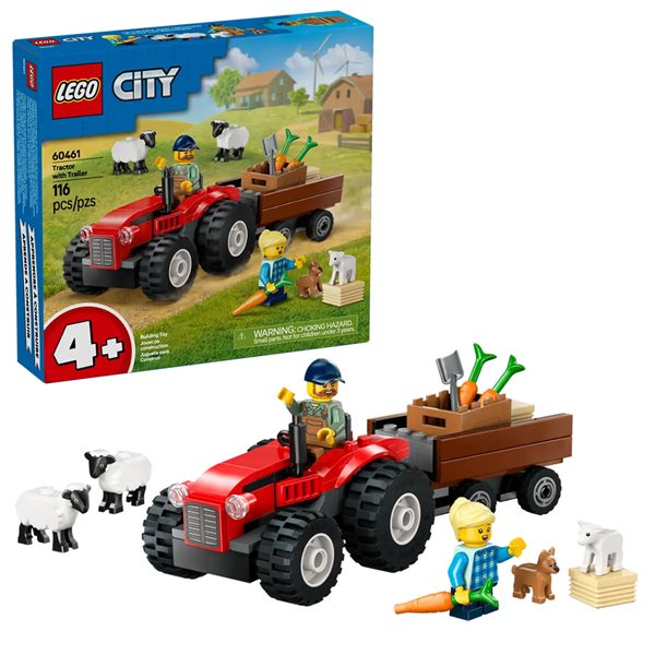 Lego city - Le tracteur agricole rouge avec remorq