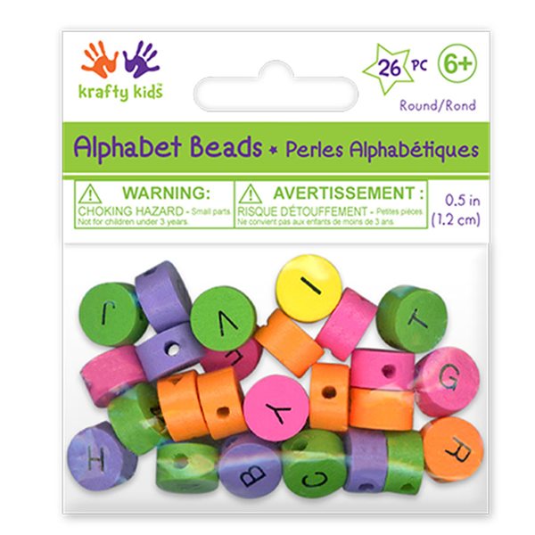round wooden jewelry beads - Alphabet
