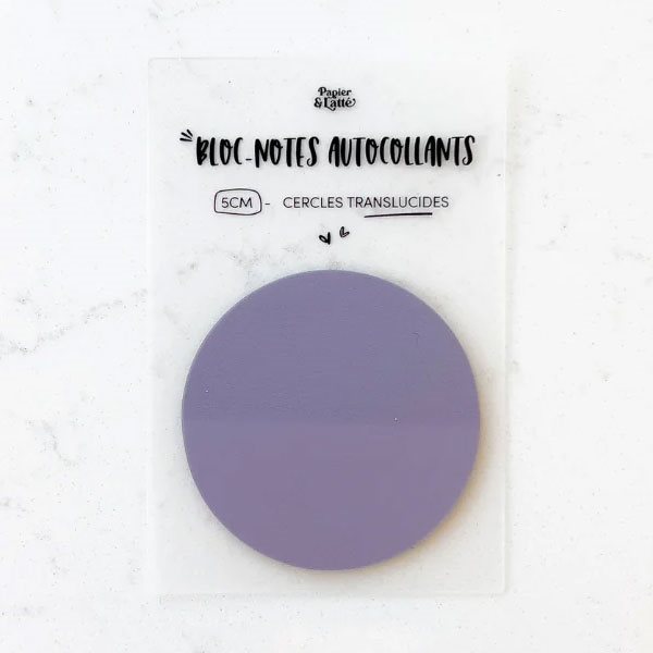 Bloc-notes autocollant cercles translucides - Violet (004)