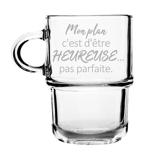 Tasse à café 12 oz - Mon plan c'est d'être heureuse, pas parfaite