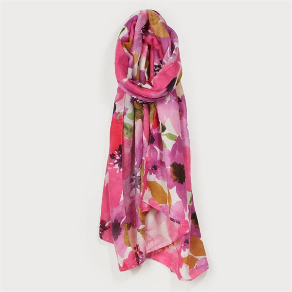 Lightweight Floral Patterned Scarf - Melon