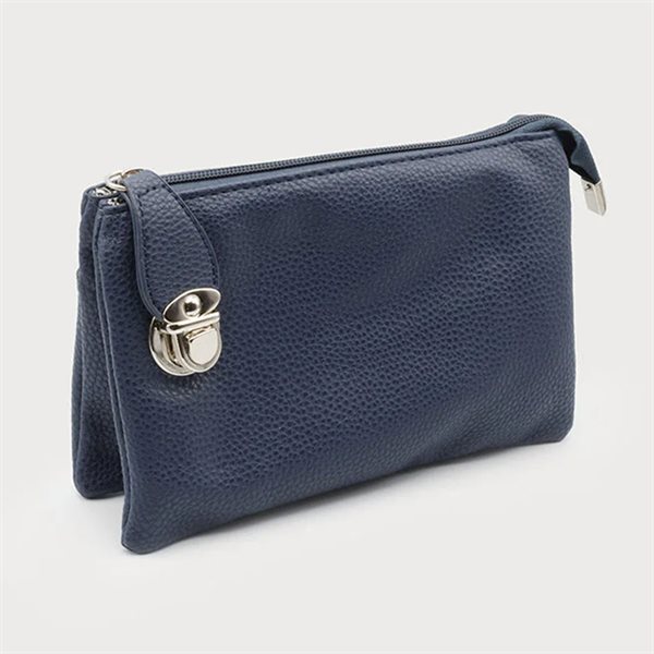 Soft Imitation Leather Crossbody Bag - Navy