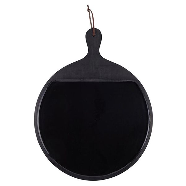 Plateau de service rond en bois émaillé - Noir