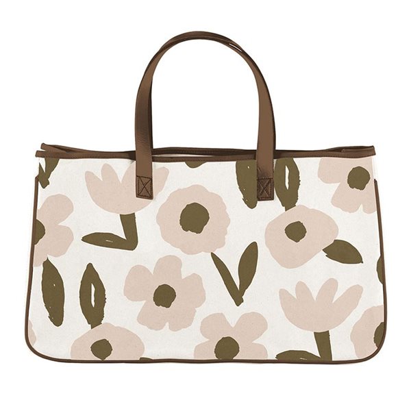 Sac fourre-tout en toile - Fleurs blush
