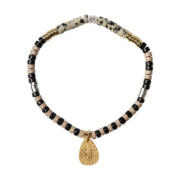 Bracelet à breloque Stone Intention - Jaspe dalmatien : Pierre de joie - Or