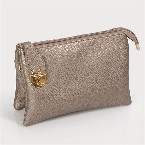 Soft Imitation Leather Handbag - Walnut
