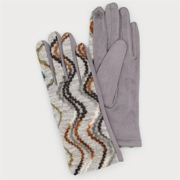 Printed  Stretch Gloves - Grey