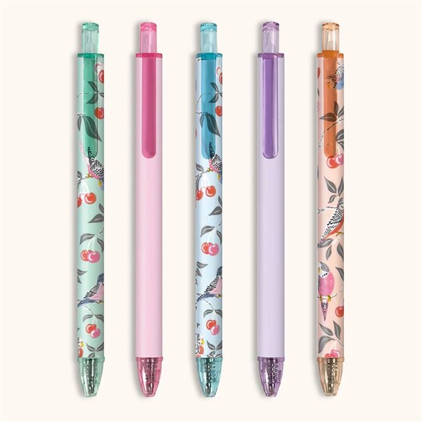 Stylos gel de couleurs à prise confortable - Oiseaux dans le cerisier