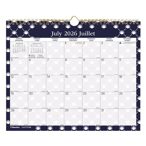 15 x 12 in Monthly Academic Wall Calendar (2026-2027) - Nautical