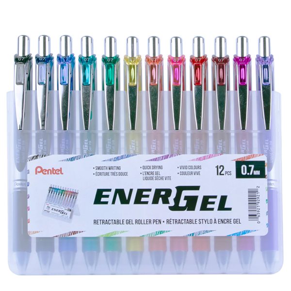 EnerGel® Retractable Rollerball Pen with Stand 0,7 mm Point - Pack of 12
