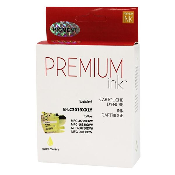 Cartouche jet d'encre à haut rendement compatible Brother LC3019XXL - Jaune