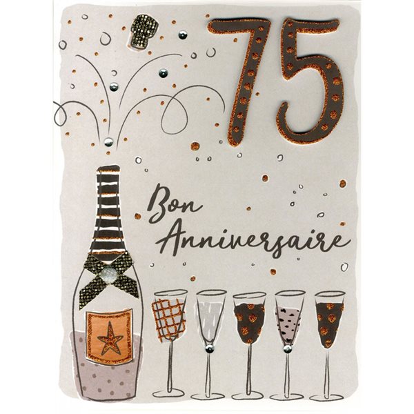 Carte géante - Champagne Bon anniversaire 75 ans