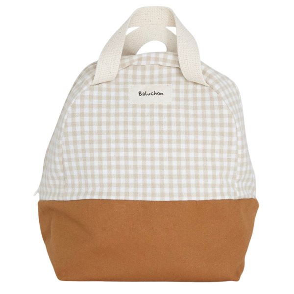 Boite à lunch à carreaux - Beige