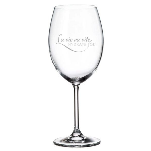 Verre à vin gravé 20 oz - La vie va vite, hydrate-toi !