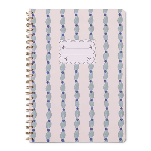 Cahier de notes texturé à double reliure spirale - Grand format - Bleu vague