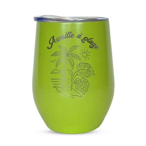 Verre isotherme gravé 12 oz - Aweille à plage