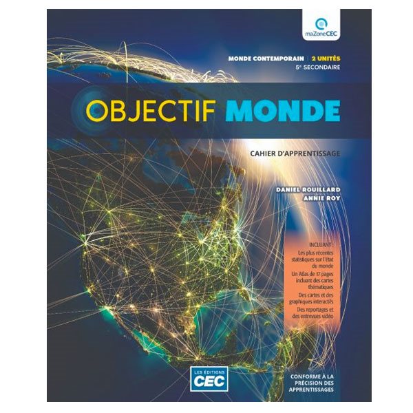 Cahier d'apprentissage - Objectif monde - version papier (3 thèmes), incluant les vidéos + version numérique (1 an) - Monde contemporain - Secondaire 5