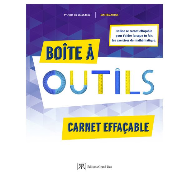 Carnet effaçable autonome - Boîte à outils - 30 pages en papier plastifé - Mathématique - 1er cycle du secondaire