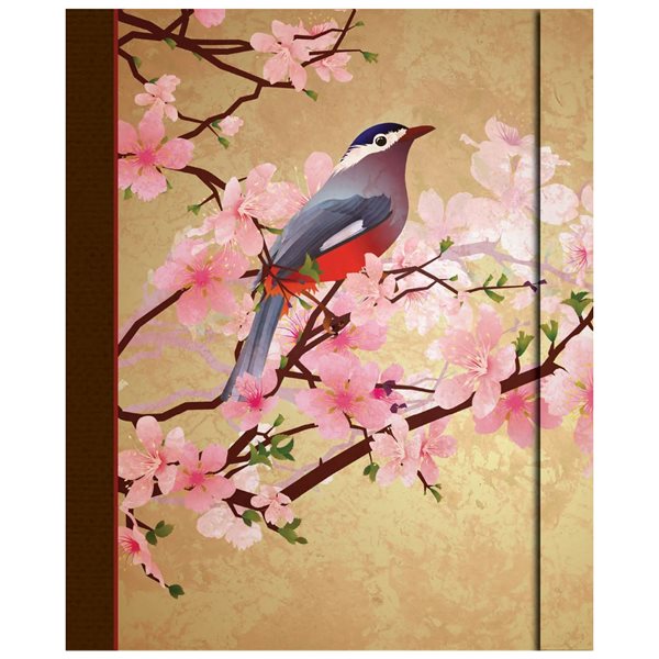 Journal de notes personnelles grand format Simple Dream Oiseau sakura