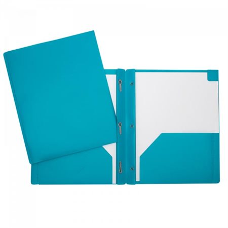 Couverture de présentation poly avec trois attaches et pochettes - Turquoise