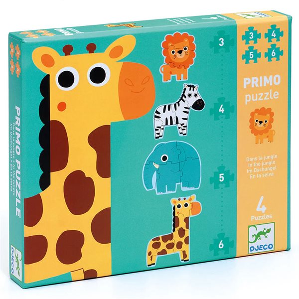 3 to 6 Pieces - In the Jungle – 4 Progressive Primo Puzzles