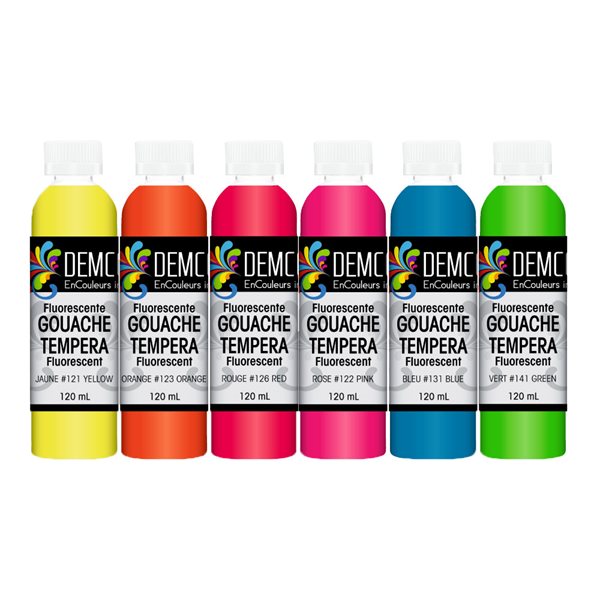 Washable Tempera (set of 6 bottles) - Fluorescent Colors