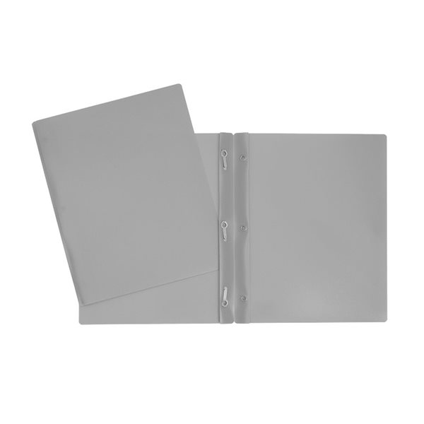 Poly Report Cover With Three Fasteners - Grey