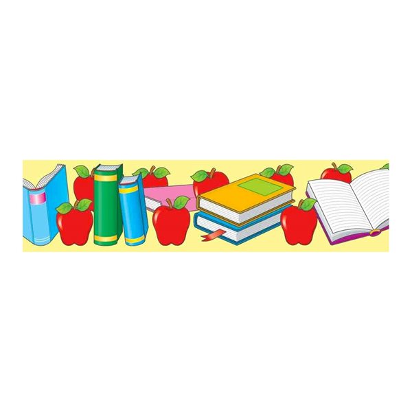 Bordure Pommes et livres scolaires