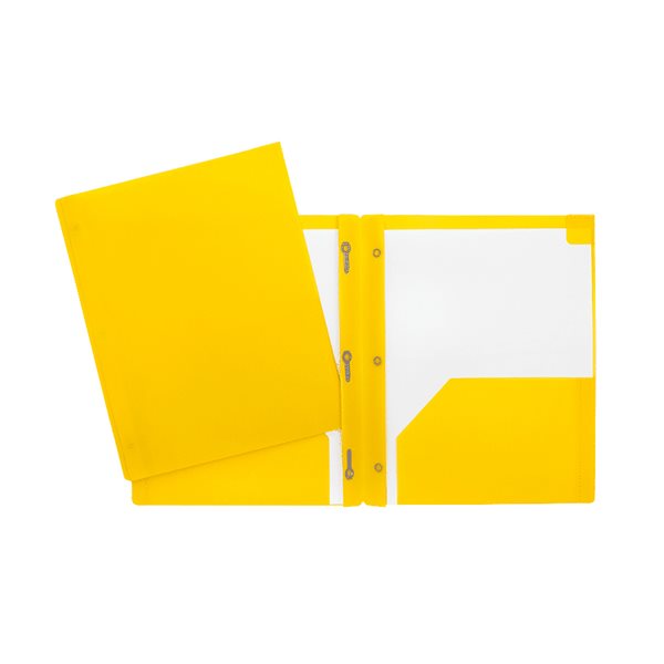 Poly Report Cover With Three Fasteners And Pockets - Yellow