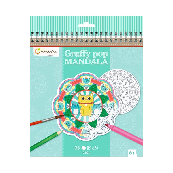 Carnet de Mandala à colorier Graffy Pop - Animaux