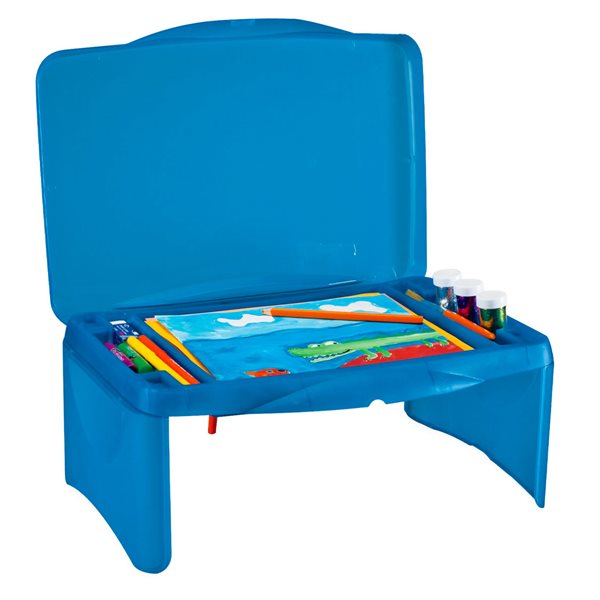 Table d’activité pliante et portative avec tiroir de rangement Bleu