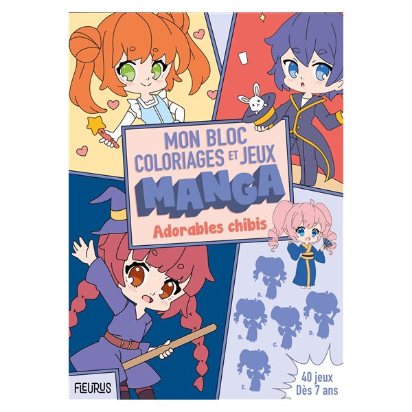 Mon bloc de coloriages et jeux manga : adorables chibis