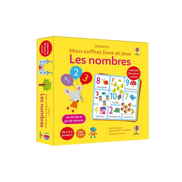 Les nombres : mon coffret livre et jeux : jeu de loto et jeu de mémoire