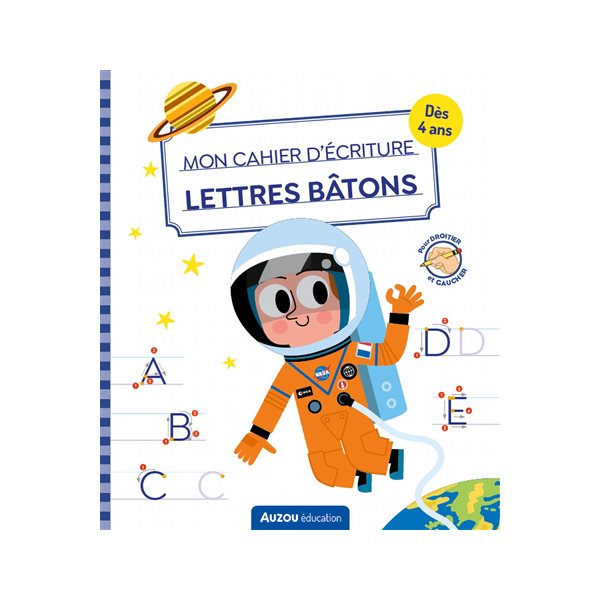 Mon cahier d'écriture, lettres bâtons : espace : dès 4 ans