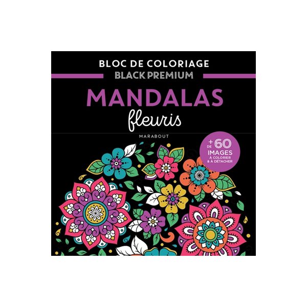 Bloc Black Premium : Mandalas fleuris