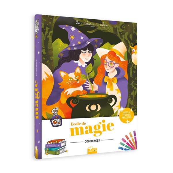 Coloriages Ecole de magie : pochette 6 feutres pailletés