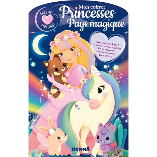 Coup de coeur créations : Mon coffret Princesses : Pays magique - Avec des stickers ! De jolies princesses à habiller, un carnet créa