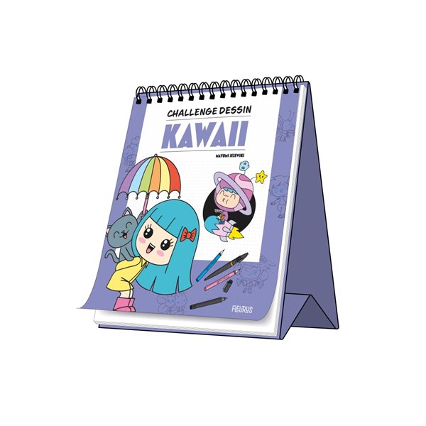 Kawaii : livre chevalet : + de 50 dessins en pas-à-pas et de super conseils !, Challenge dessin