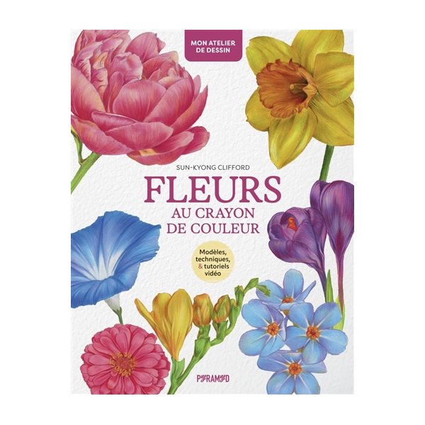 Fleurs au crayon de couleur : modèles, techniques, & tutoriels vidéo